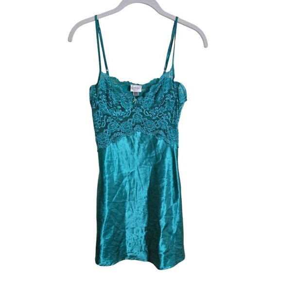Frederick's Of Hollywood Y2K Vintage Emerald Green Slip Dress Size M - Picture 1 of 6